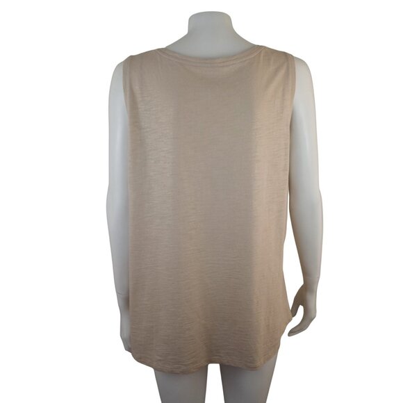Chico's The Ultimate Tee Tan Metallic Scoop Neck Sleeveless Womens 2 L 12 - Picture 4 of 5